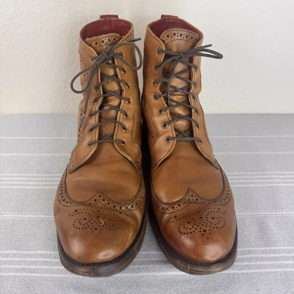 Allen Edmonds Dalton Wingtip Brogue Dress Boot Lace Up Leather Walnut Brown 12 D